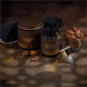 Cofanetto Rituale Hammam - Sapone Nero, Olio di Argan e Guanto Esfoliante in Mini e Set