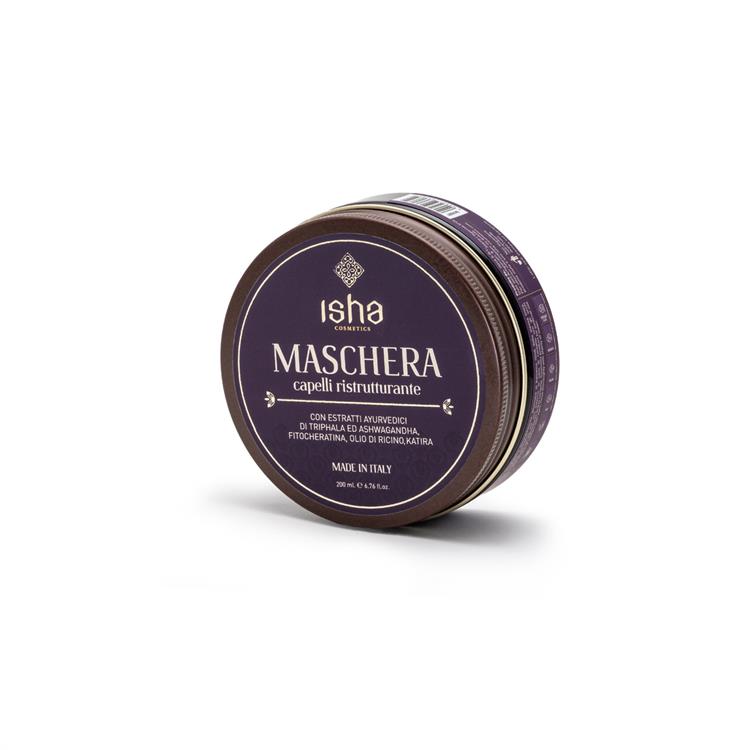 Maschera Capelli Ristrutturante con Estratti Ayurvedici di Triphala ed Ashwagandha,  Fitocheratina,  Olio di Ricino, Katira